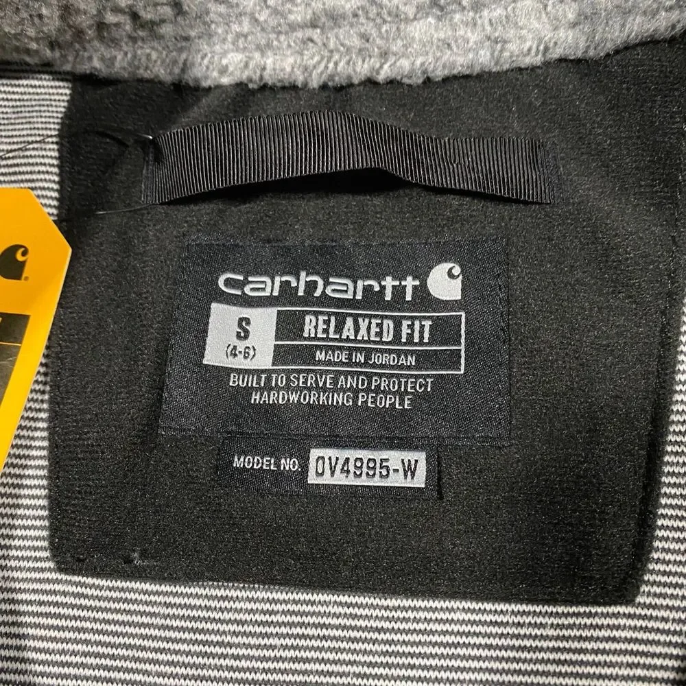 Carhartt Sherpa Fleece Snap Front Vest Womens Small S Relaxed Fit Gray Black NWT - Picture 13 of 16